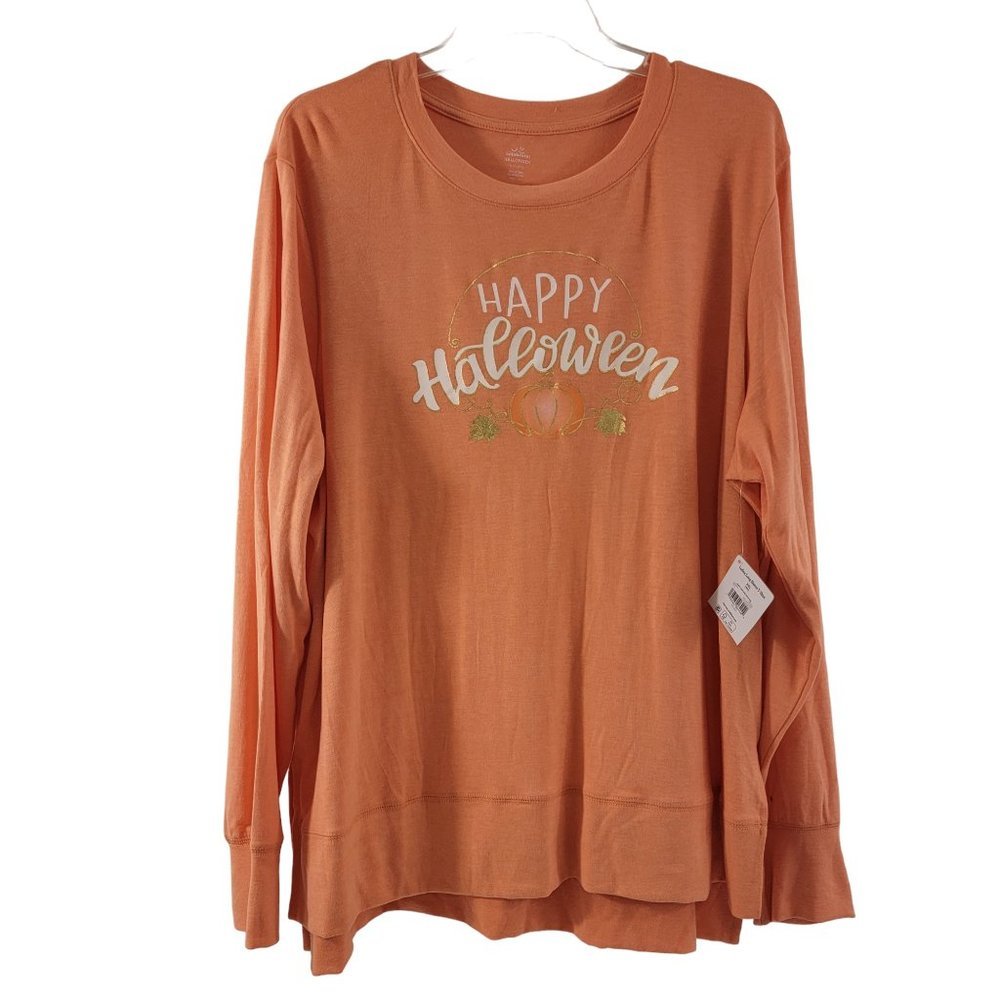 HAPPY Halloween Pumpkin Graphic Long Sleeve T-Shirt – Various Sizes - Picture 9 of 16